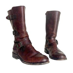 Frye Brown Leather Jayden Moto Boots